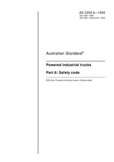 AS 2359.6: 01/01/1995 Powered industrial trucks – Safety code