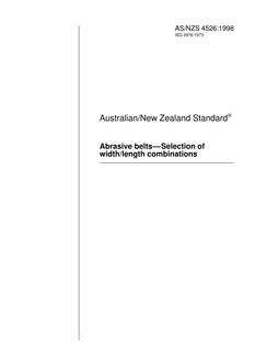 AS/NZS 4526: 01/05/1998 Abrasive belts – Selection of width/length combinations