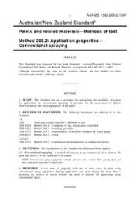 AS/NZS 1580.205.2: 12/05/1997 Paints and related materials – Methods of test, Method 205.2: Application properties – Conventional spraying