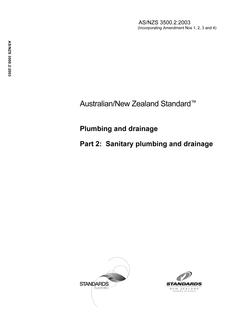 AS/NZS 3500.2: 12/15/2003 Plumbing and drainage, Part 2: Sanitary plumbing and drainage