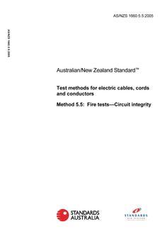 AS/NZS 1660.5.5: 01/01/2005 Test methods for electric cables, cords and conductors, Part 5.5: Fire tests – Circuit integrity