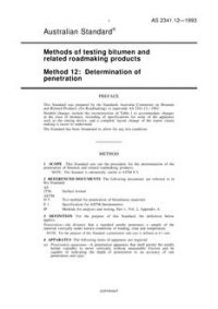 AS 2341.12: 01/01/1993 Methods of testing bitumen and related roadmaking products – Determination of penetration