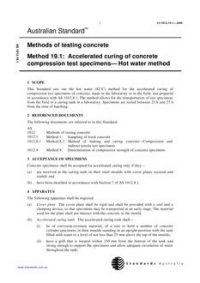 AS 1012.19.1: 05/18/2000 Methods of testing concrete, Method 19.1: Accelerated curing of concrete compression test specimens – Hot water method