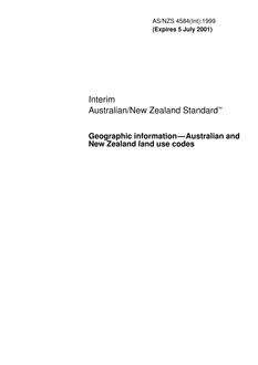 AS/NZS 4584(INT): 07/05/1999 Geographic information – Australian and New Zealand land use codes