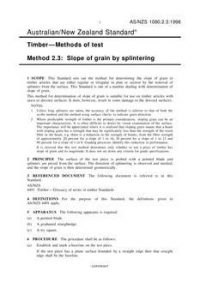 AS/NZS 1080.2.3: 01/05/1998 Timber – Methods of test, Method 2.3: Slope of grain by splintering