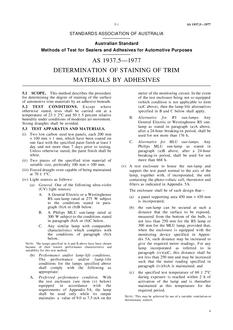 AS 1937.5: 01/01/1977 Methods of test for sealers and adhesives for automotive purposes – Determination of staining of trim materials by adhesives