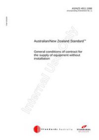 AS/NZS 4911: 12/05/1998 General conditions of contract for the supply of equipment without installation