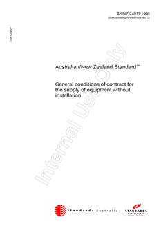 AS/NZS 4911: 12/05/1998 General conditions of contract for the supply of equipment without installation