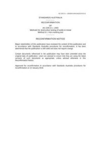 AS 2205.9.1: 04/15/2003 Methods for destructive testing of welds in metal, Method 9.1: Hot cracking test