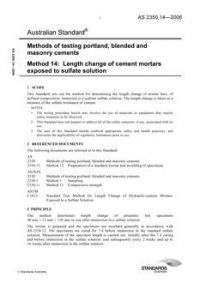 AS 2350.14: 12/29/2006 Methods of testing portland, blended and masonry cements, Method 14: Length change of cement mortars exposed to sulfate solution