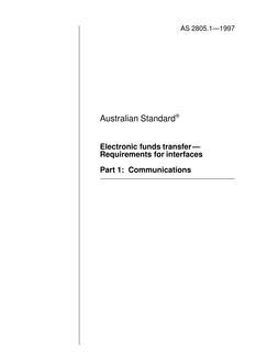 AS 2805.1: 01/01/1997 Electronic funds transfer – Requirements for interfaces – Communications