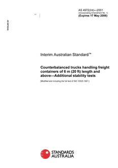 AS 4972(INT): 05/18/2001 Counterbalanced trucks handling freight containers of 6 m (20 ft) length and above – Additional stability tests