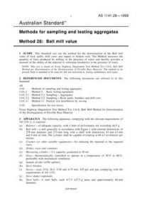 AS 1141.28: 01/01/1999 Methods for sampling and testing aggregates – Ball mill value