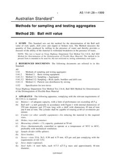 AS 1141.28: 01/01/1999 Methods for sampling and testing aggregates – Ball mill value
