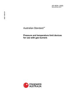 AS 4628: 06/01/2005 Pressure and temperature limit devices for use with gas burners