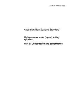 AS/NZS 4233.2: 07/05/1999 High pressure water (hydro) jetting systems, Part 2: Construction and performance