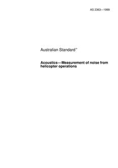 AS 2363: 01/01/1999 Acoustics – Measurement of noise from helicopter operations