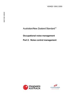 AS/NZS 1269.2: 04/06/2005 Occupational noise management, Part 2: Noise control management