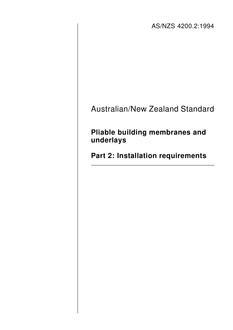 AS/NZS 4200.2: 07/18/1994 Pliable building membranes and underlays, Part 2: Installation requirements