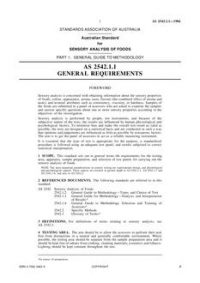 AS 2542.1.1: 12/31/1983 Sensory analysis of foods – General guide to methodology – General requirements