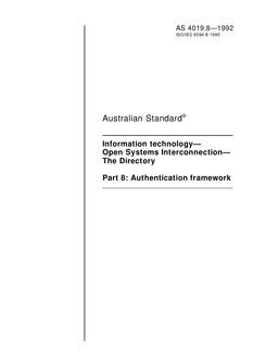 AS 4019.8: 01/01/1992 Information technology – Open Systems Interconnection – The Directory, Part 8: Authentication framework