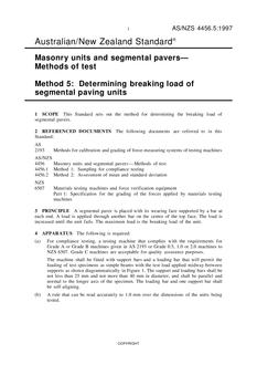 AS/NZS 4456.5: 04/05/1997 Masonry units and segmental pavers – Methods of test, Method 5: Determining breaking load of segmental paving units