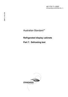 AS 1731.7: 10/01/2003 Refrigerated display cabinets, Part 7: Defrosting test