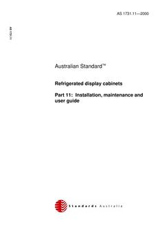 AS 1731.11: 08/10/2000 Refrigerated display cabinets, Part 11: Installation, maintenance and user guide