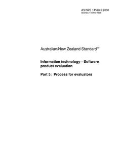 AS/NZS 14598.5: 01/10/2000 Information technology – Software product evaluation, Part 5: Process for evaluators