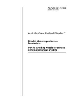AS/NZS 4524.4: 01/05/1998 Bonded abrasive products – Dimensions, Part 4: Grinding wheels for surface grinding/peripheral grinding