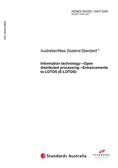 AS/NZS ISO/IEC 15437: 06/04/2003 Information technology – Open distributed processing -Enhancements to LOTOS (E-LOTOS)