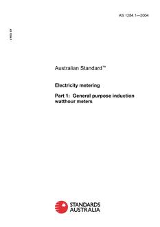 AS 1284.1: 06/03/2004 Electricity metering, Part 1: General purpose induction watthour meters