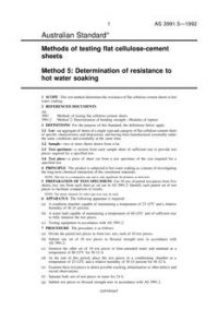 AS 3991.5: 01/01/1992 Methods of testing flat cellulose-cement sheets – Determination of resistance to hot water soaking
