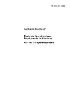 AS 2805.11: 01/10/2000 Electronic funds transfer – Requirements for interfaces, Part 11: Card parameter table