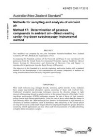 AS/NZS 3580.17: 02/12/2016 Methods for sampling and analysis of ambient air, Method 17: Determination of gaseous compounds in ambient air – Direct-reading cavity ring-down spectroscopy instrumental method