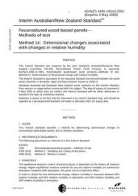 AS/NZS 4266.14(INT): 05/05/2001 Reconstituted wood-based panels – Methods of test, Method 14: Dimensional changes associated with changes in relative humidity