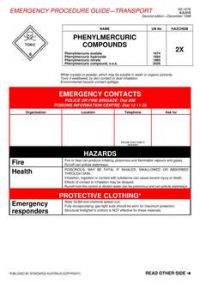 AS 1678.6.0.010: 01/01/1998 Emergency procedure guide – Transport – Phenylmercuric compounds