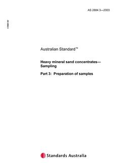 AS 2884.3: 01/01/2003 Heavy mineral sand concentrates – Sampling – Preparation of samples