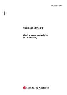 AS 5090: 01/01/2003 Work process analysis for recordkeeping