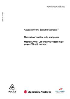 AS/NZS 1301.209S: 01/21/2003 Methods of test for pulp and paper, Method 209S: Laboratory processing of pulp – PFI mill method