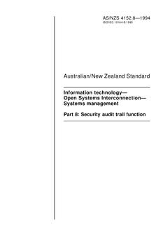 AS/NZS 4152.8: 09/19/1994 Information technology – Open Systems Interconnection – Systems management, Part 8: Security audit trail function