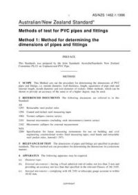 AS/NZS 1462.1: 04/05/1996 Methods of test for PVC pipes and fittings, Method 1: Method for determining the dimensions of pipes and fittings