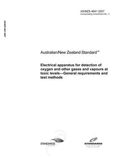 AS/NZS 4641: 09/28/2007 Electrical apparatus for detection of oxygen and other gases and vapours at toxic levels – General requirements and test methods
