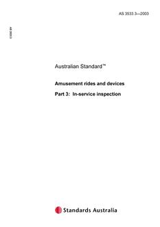 AS 3533.3: 08/21/2003 Amusement rides and devices, Part 3: In-service inspection