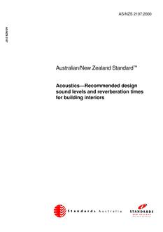 AS/NZS 2107: 12/11/2000 Acoustics – Recommended design sound levels and reverberation times for building interiors