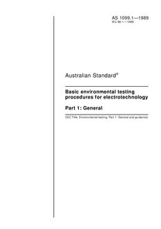 AS 1099.1: 12/31/1988 Basic environmental testing procedures for electrotechnology – General