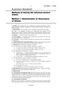 AS 3991.1: 01/01/1992 Methods of testing flat cellulose-cement sheets – Determination of dimensions of sheets