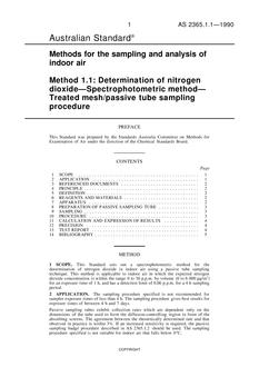AS 2365.1.1: 08/05/1990 Methods for the sampling and analysis of indoor air, Method 1.1: Determination of nitrogen dioxide – Spectrophotometric method – Treated mesh/passive tube sampling procedure