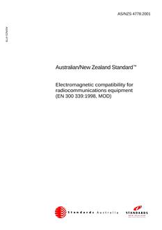 AS/NZS 4778: 01/01/2001 Electromagnetic compatibility for radiocommunications equipment