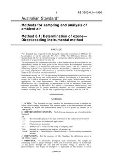 AS 3580.6.1: 06/10/1990 Methods for sampling and analysis of ambient air – Part 6.1: Determination of ozone – Direct-reading instrumental method